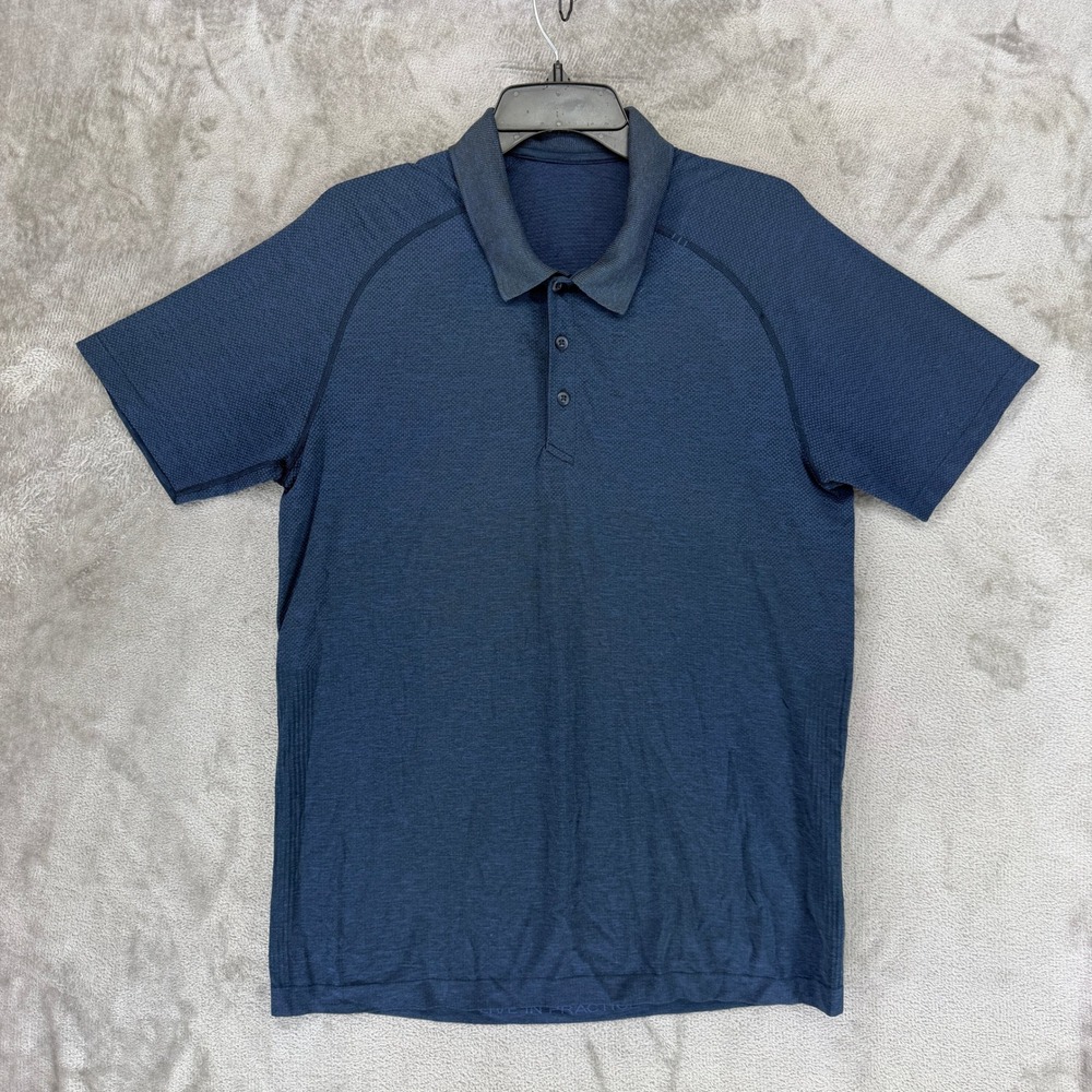 Lululemon Metal Vent Tech Polo Shirt Mens Large Blue Short Sleeve Athletic 24530
